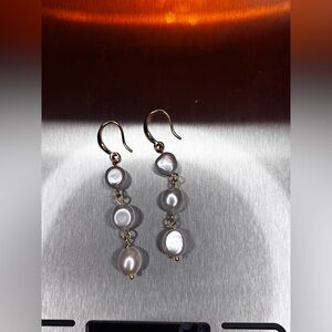 Brand New Genuine 18K Gold over vintage Brass | Natural Baroque Pearls Earrings